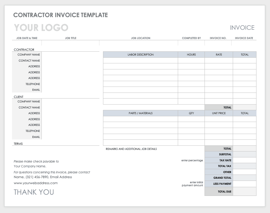 invoices templates for traning