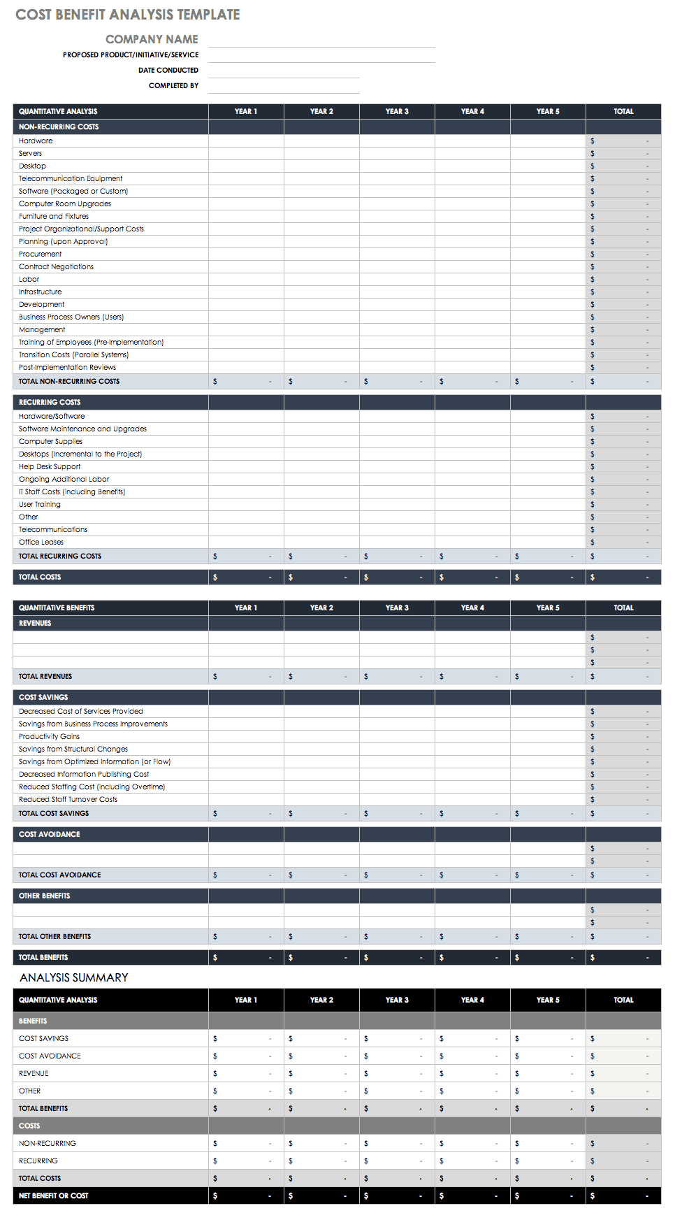 product comparison excel template