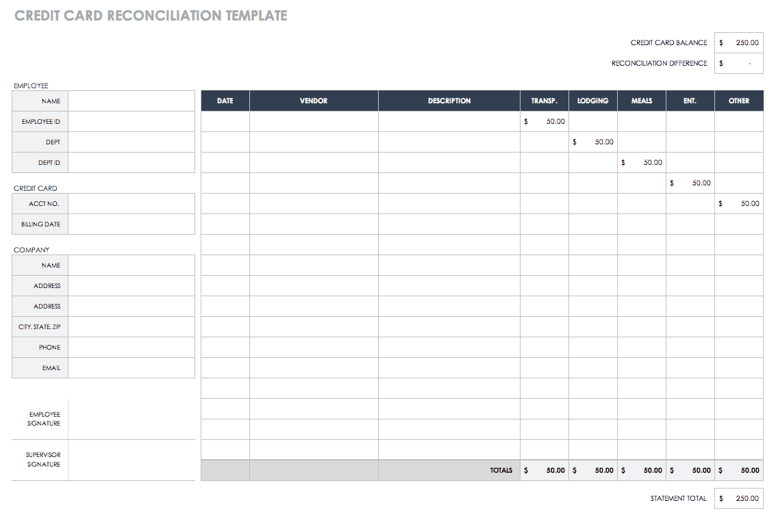 Free Account Reconciliation Templates  Smartsheet With Credit Card Statement Template Excel