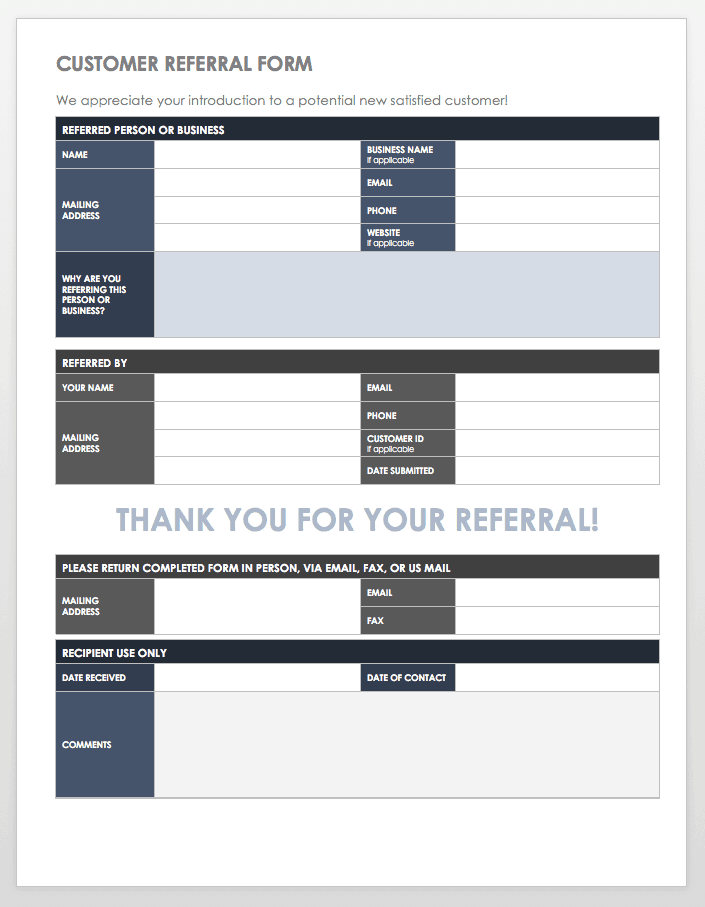 Client Referral Form Template HQ Template Documents