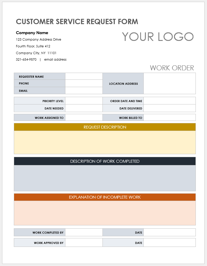 Free Service Request Forms And Templates Smartsheet