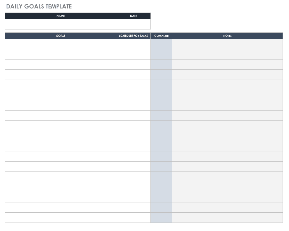 excel template goal tracking
