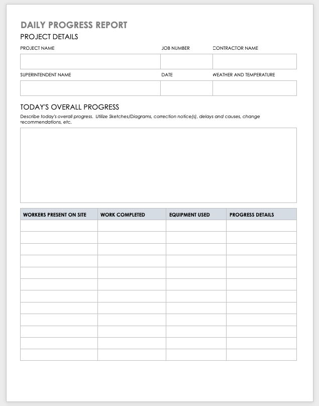 project status daily report template word free download