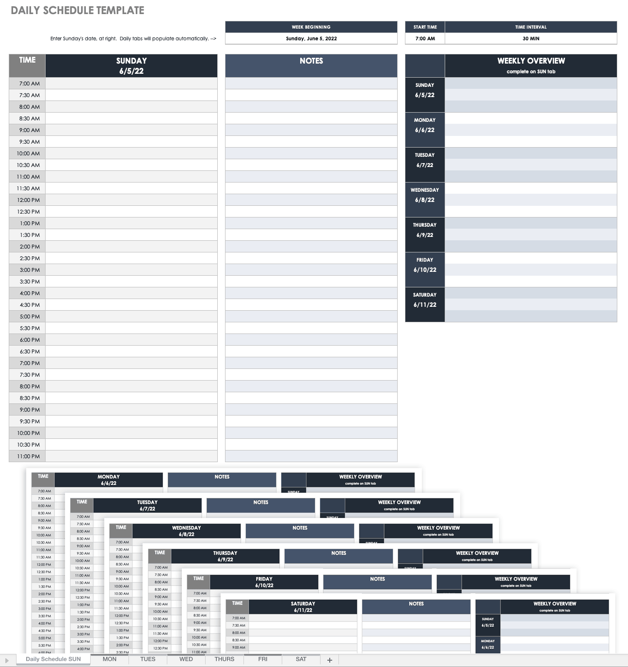 free google sheets daily schedule templates
