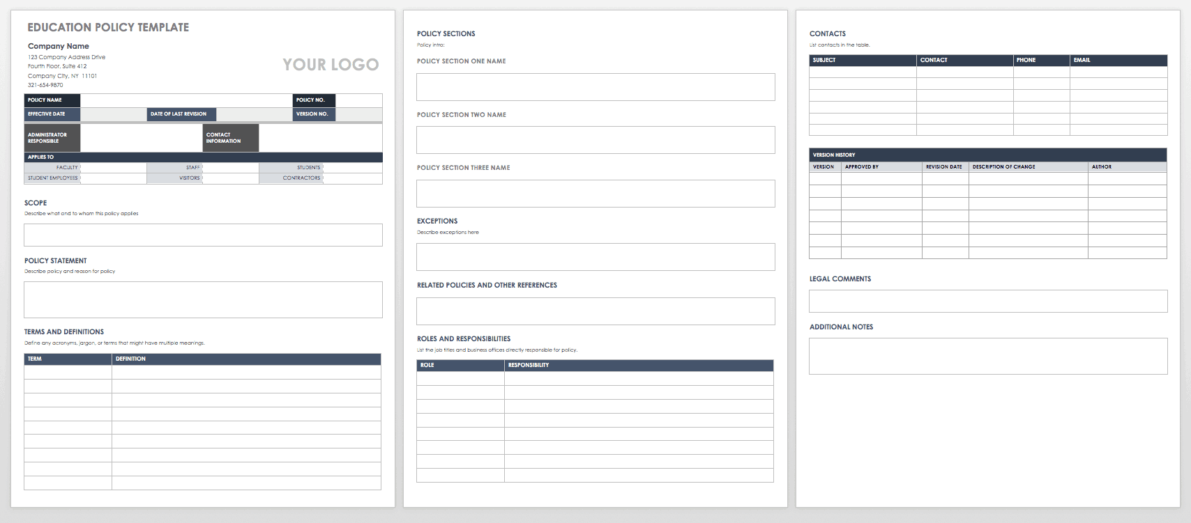 Free Policy and Procedure Templates Smartsheet