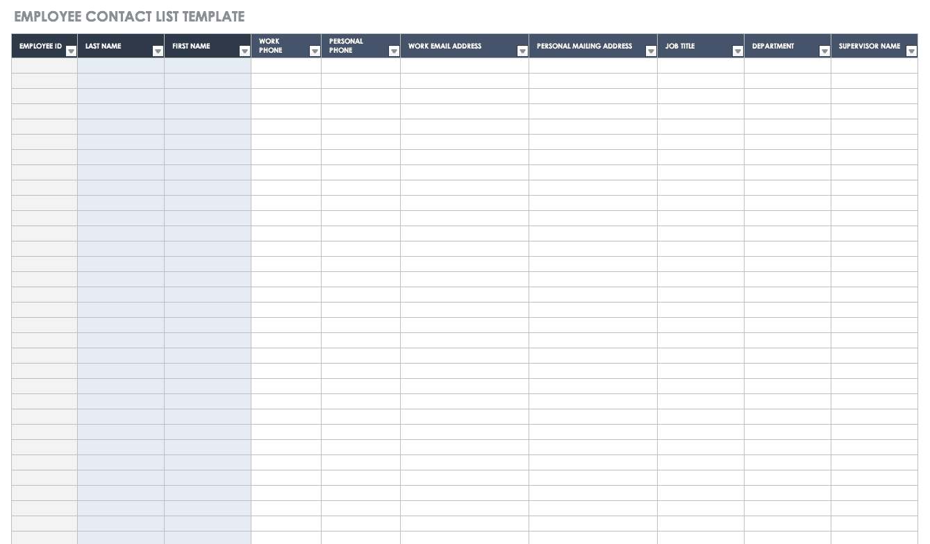 contact database excel template
