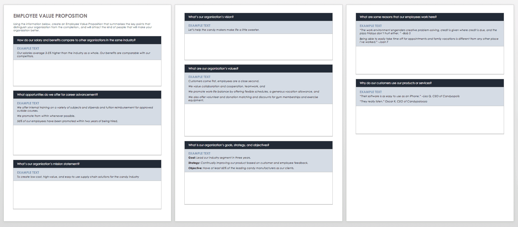 customer value proposition samples