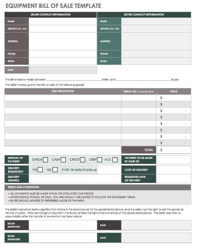 15 Free Bill of Sale Templates Smartsheet