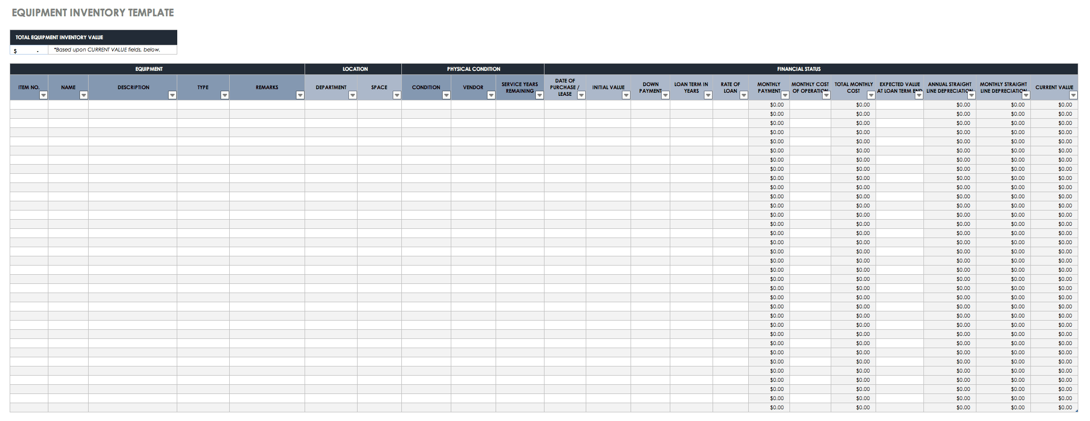 home inventory list excel template