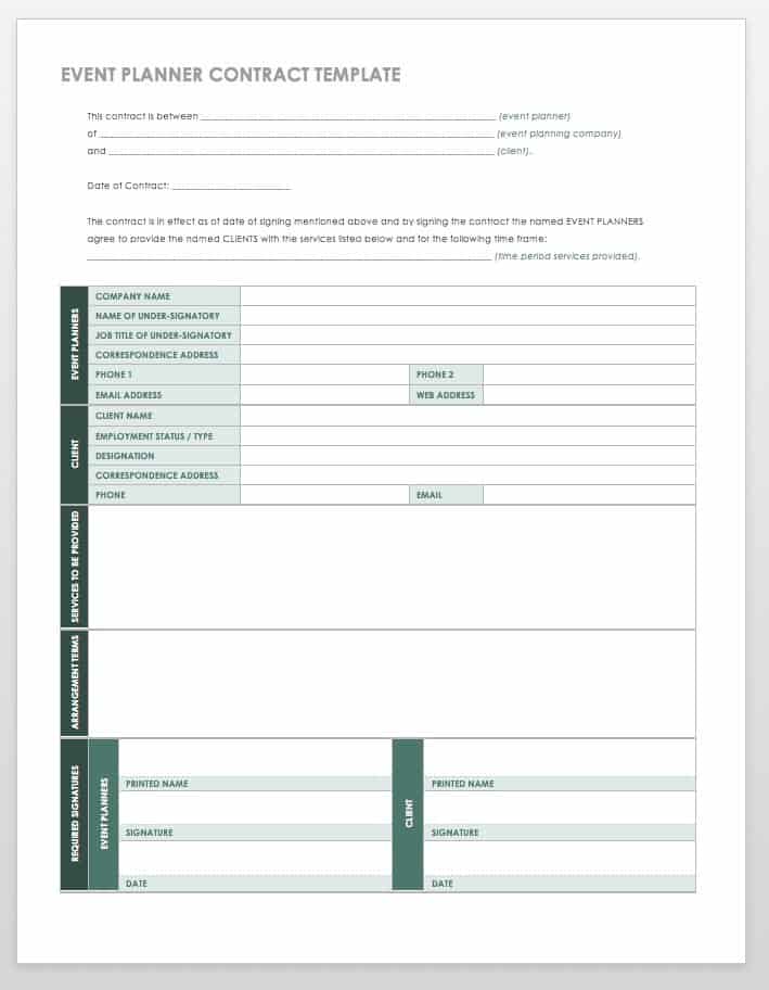 free party planner contract template