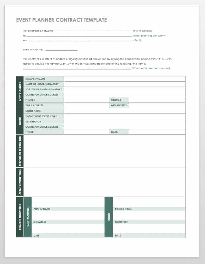 party planner contract template