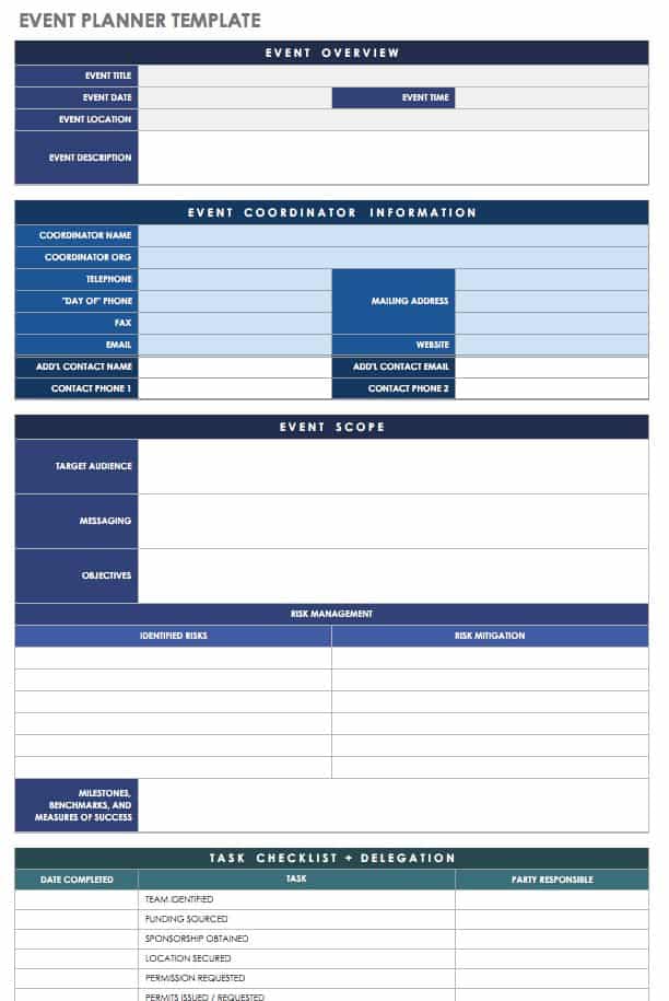 project management templates for event planning