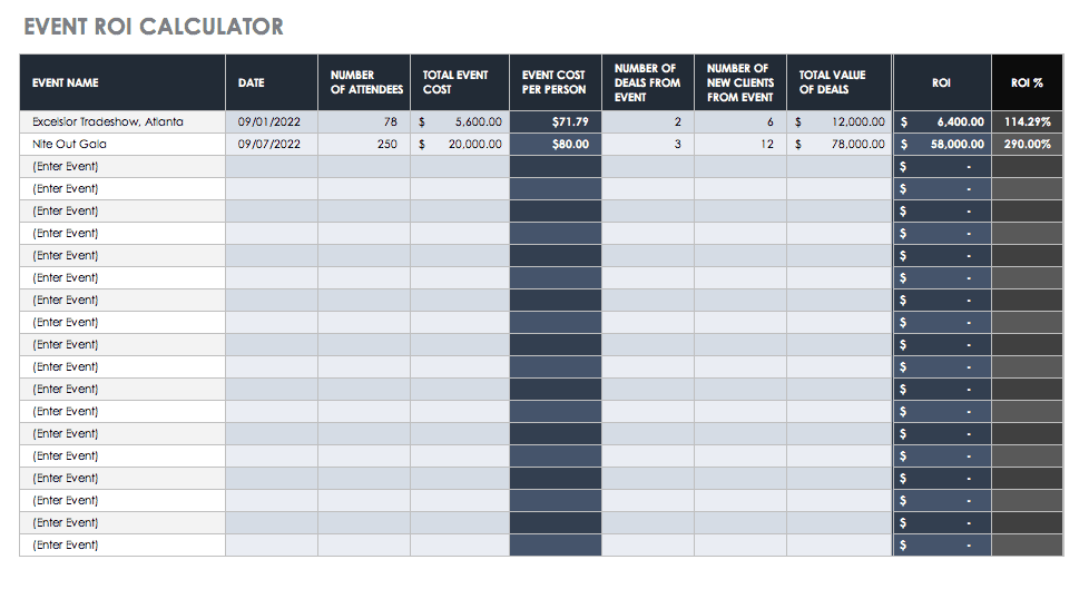 roi template excel free