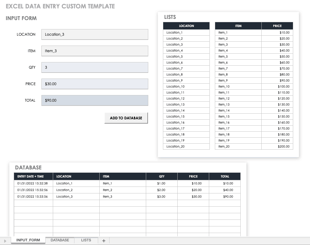 data entry form in excel for mac