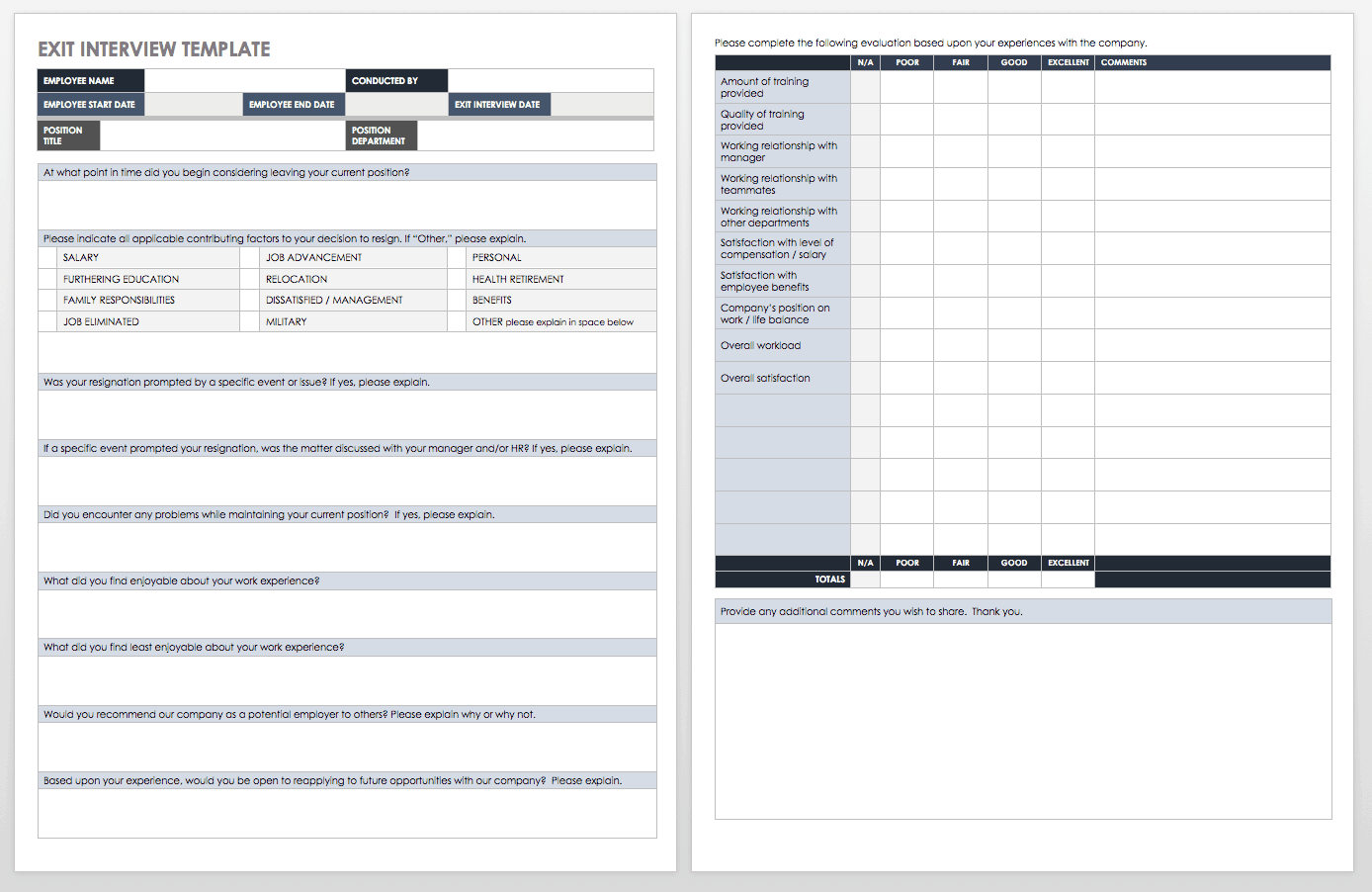 questionnaire format for interview