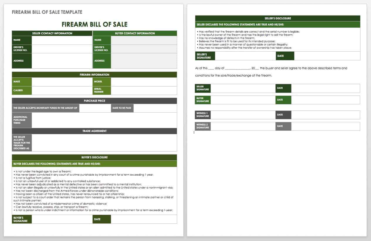 Firearm Bill of Sale Template