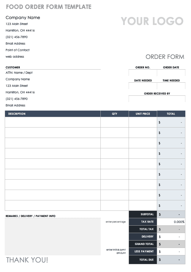 Monogram Order Form Template Collection