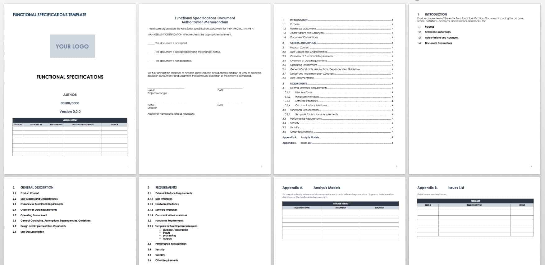 Free Functional Specification Templates Smartsheet