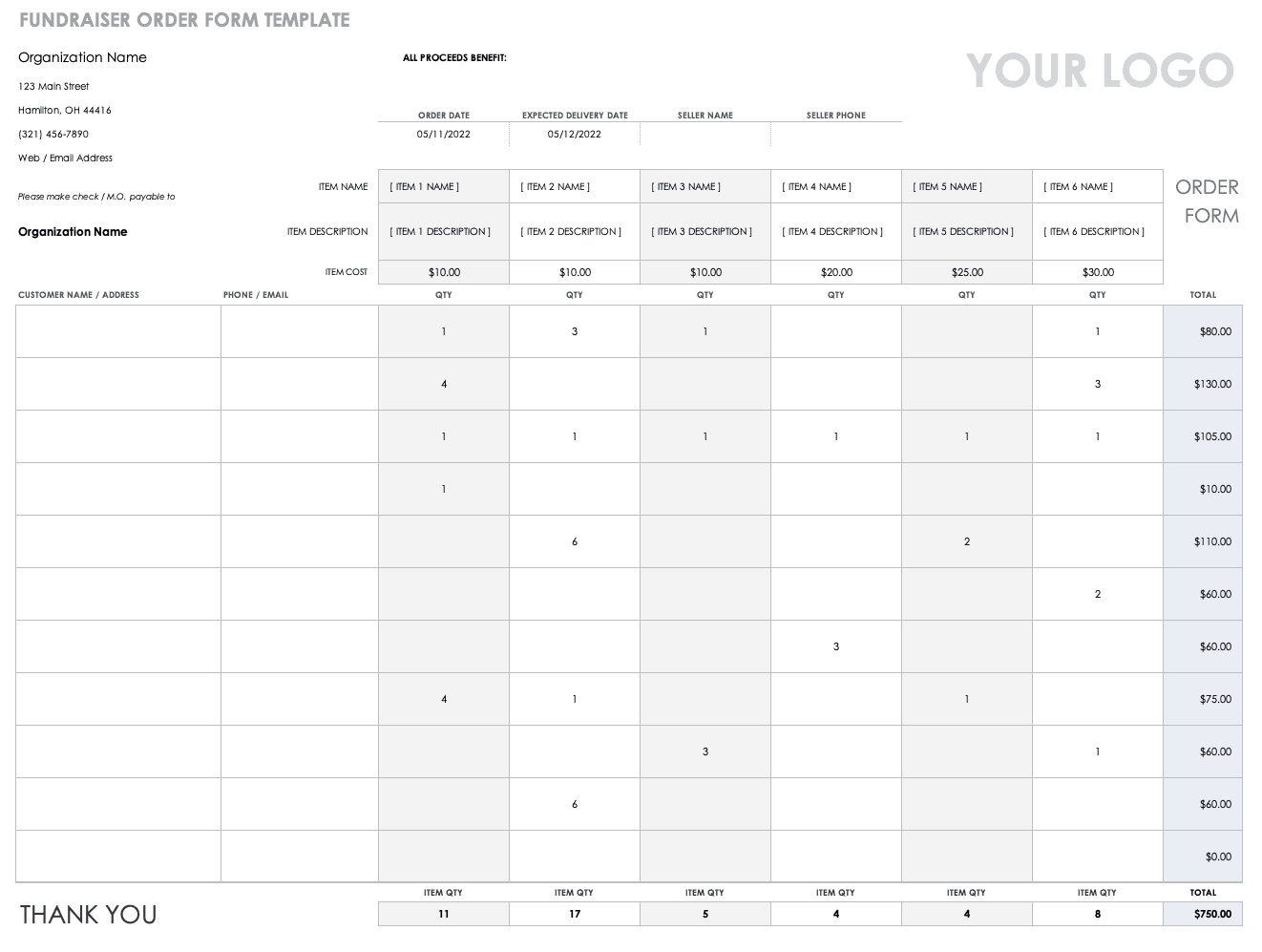 free order form templates smartsheet