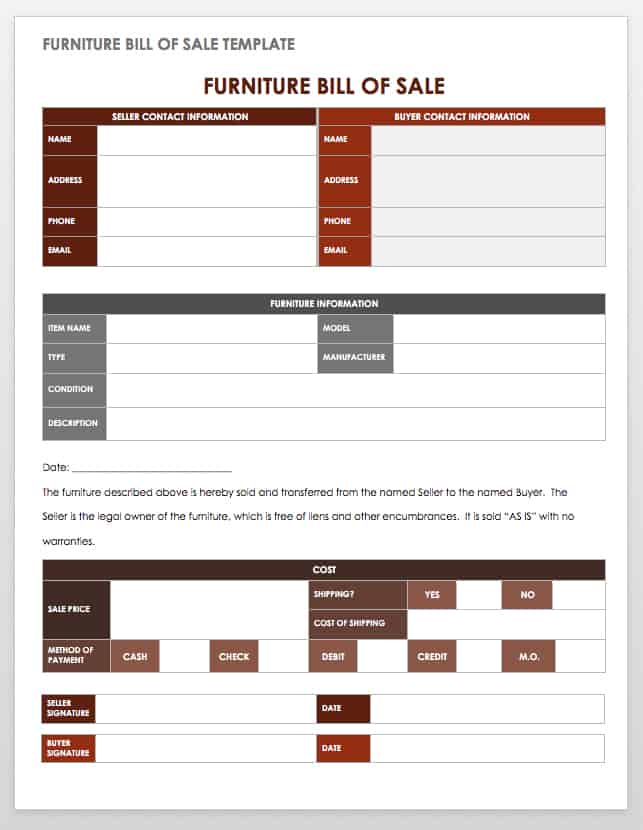 15 free bill of sale templates smartsheet