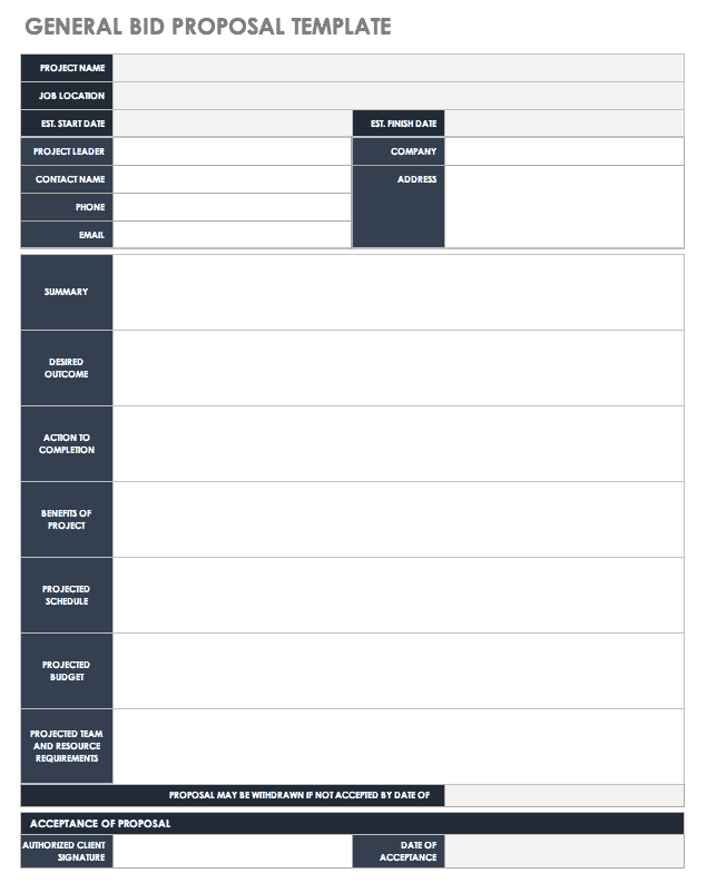 excel construction bid template