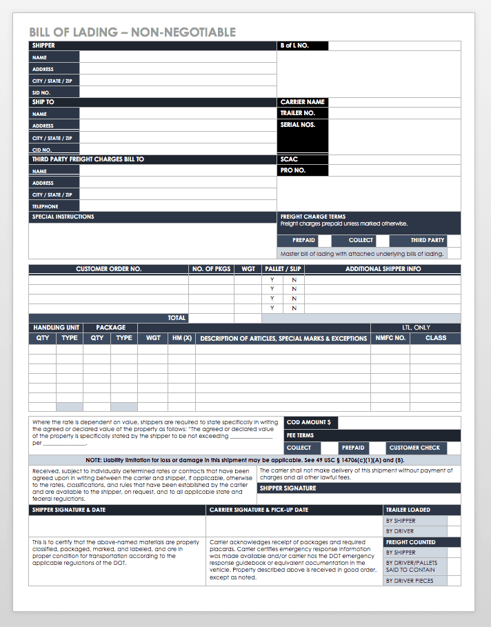 bill of lading