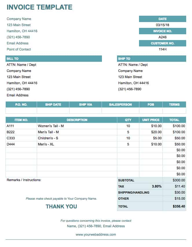 simple invoice template google