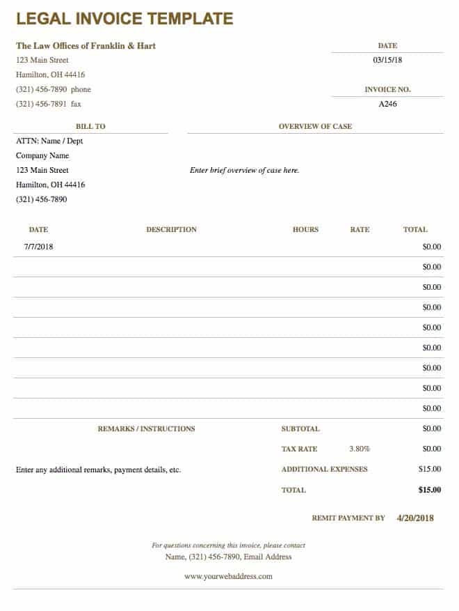 legal invoice templates