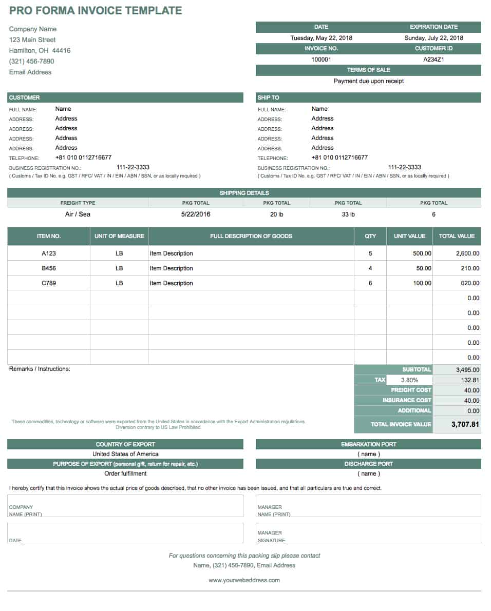 google invoice forms