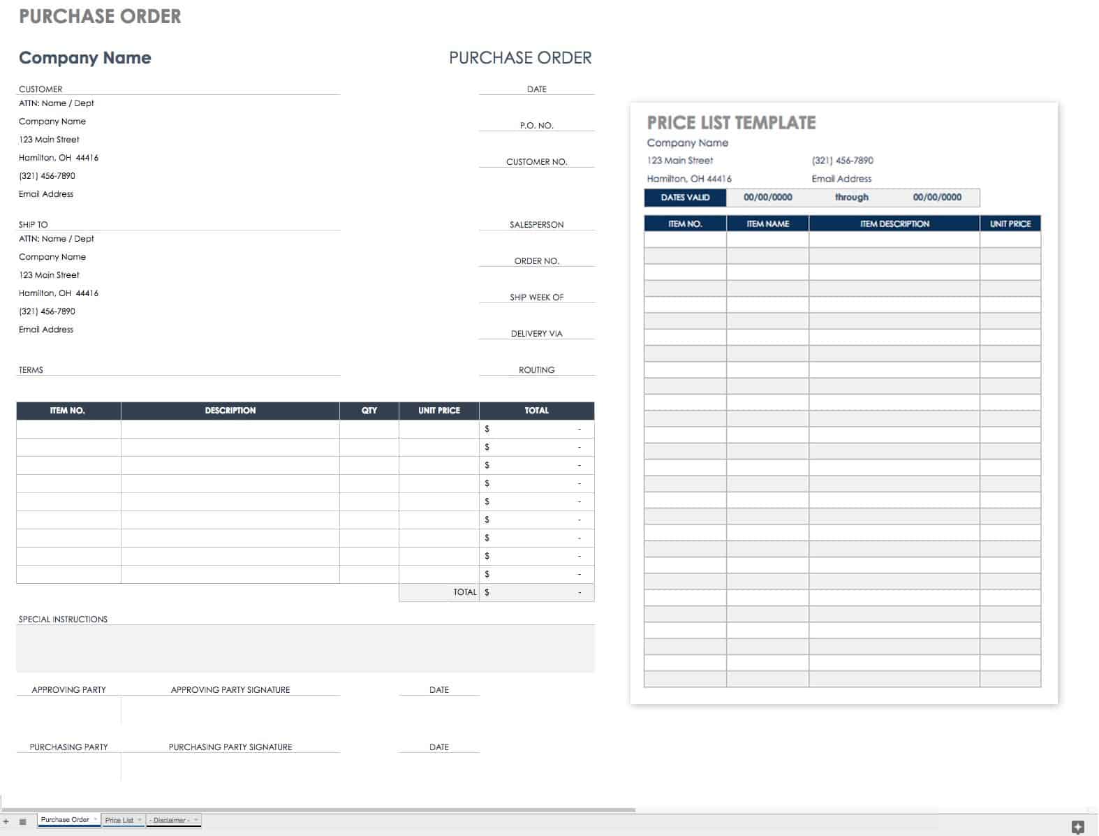 Google Sheets Order Form Template Free