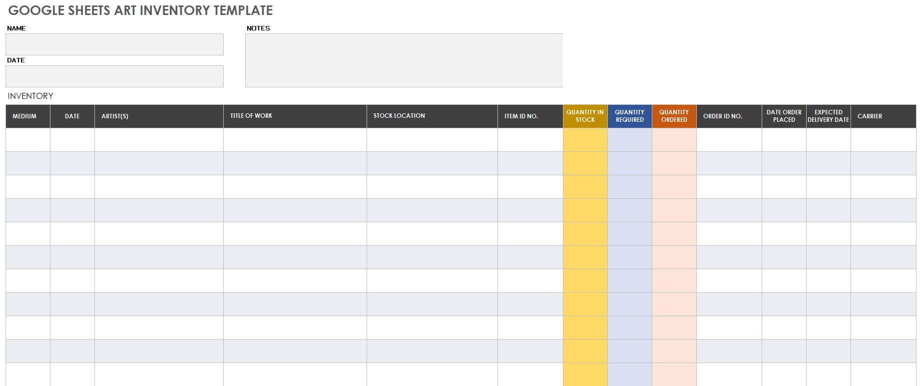 Free Google Sheets Inventory Templates Smartsheet