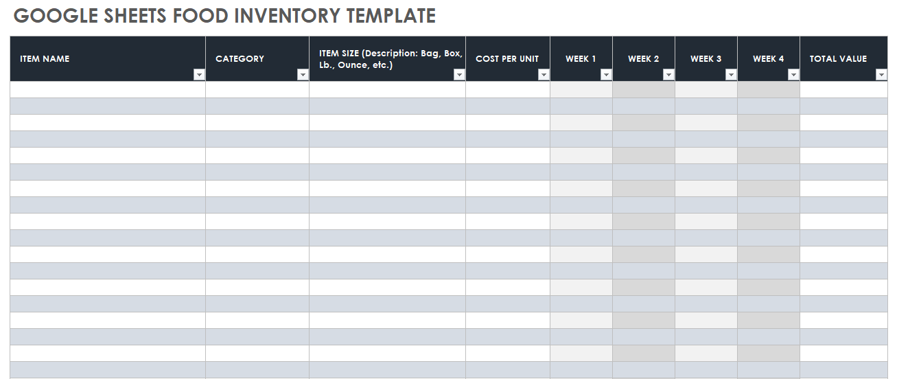 Restaurant Inventory Template Google Sheets