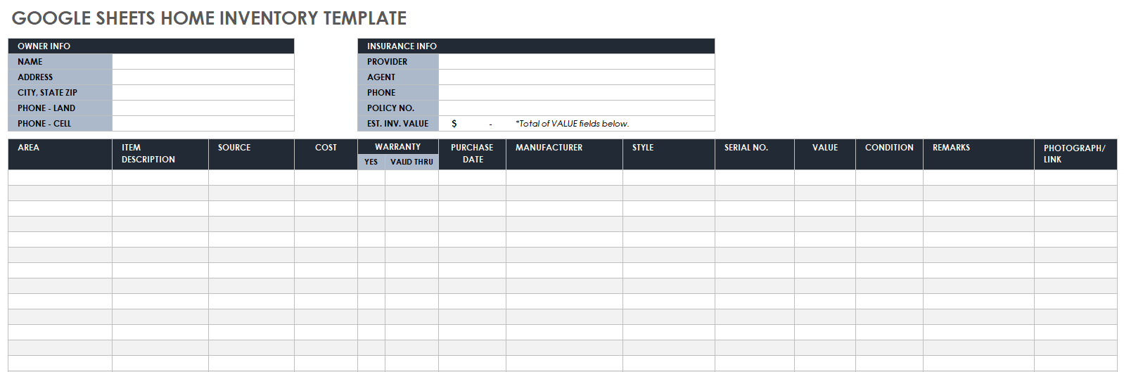 Free Google Sheets Inventory Templates Smartsheet