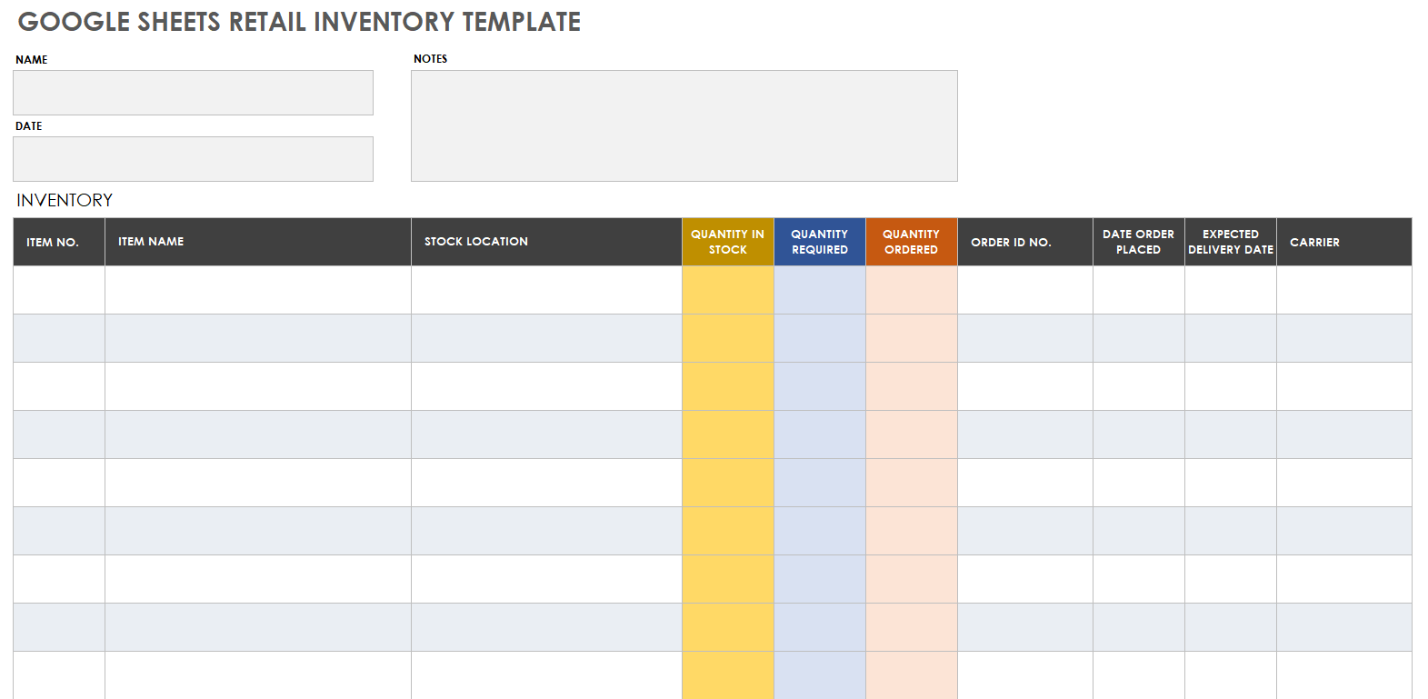 home inventory google sheets