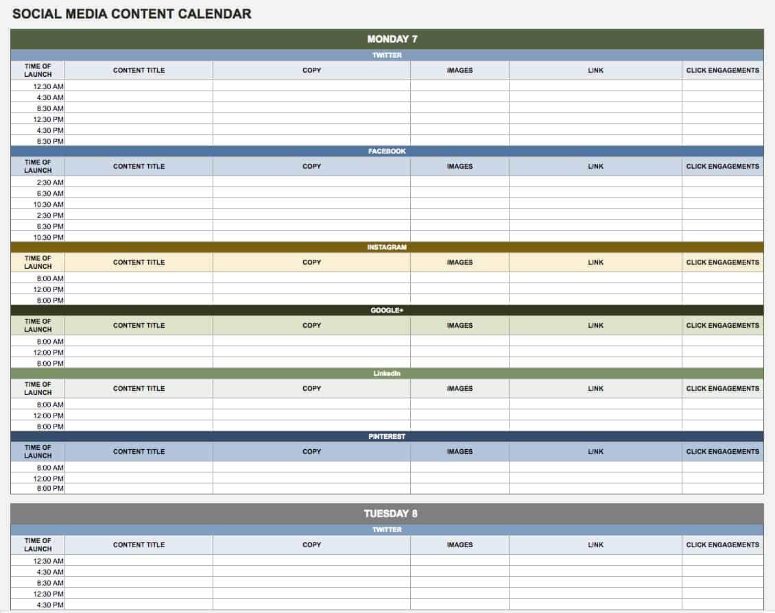 Communications Calendar Template Google Sheets