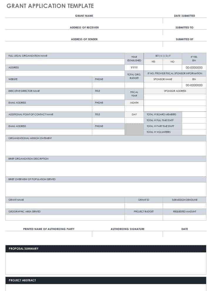 example financial grant writing