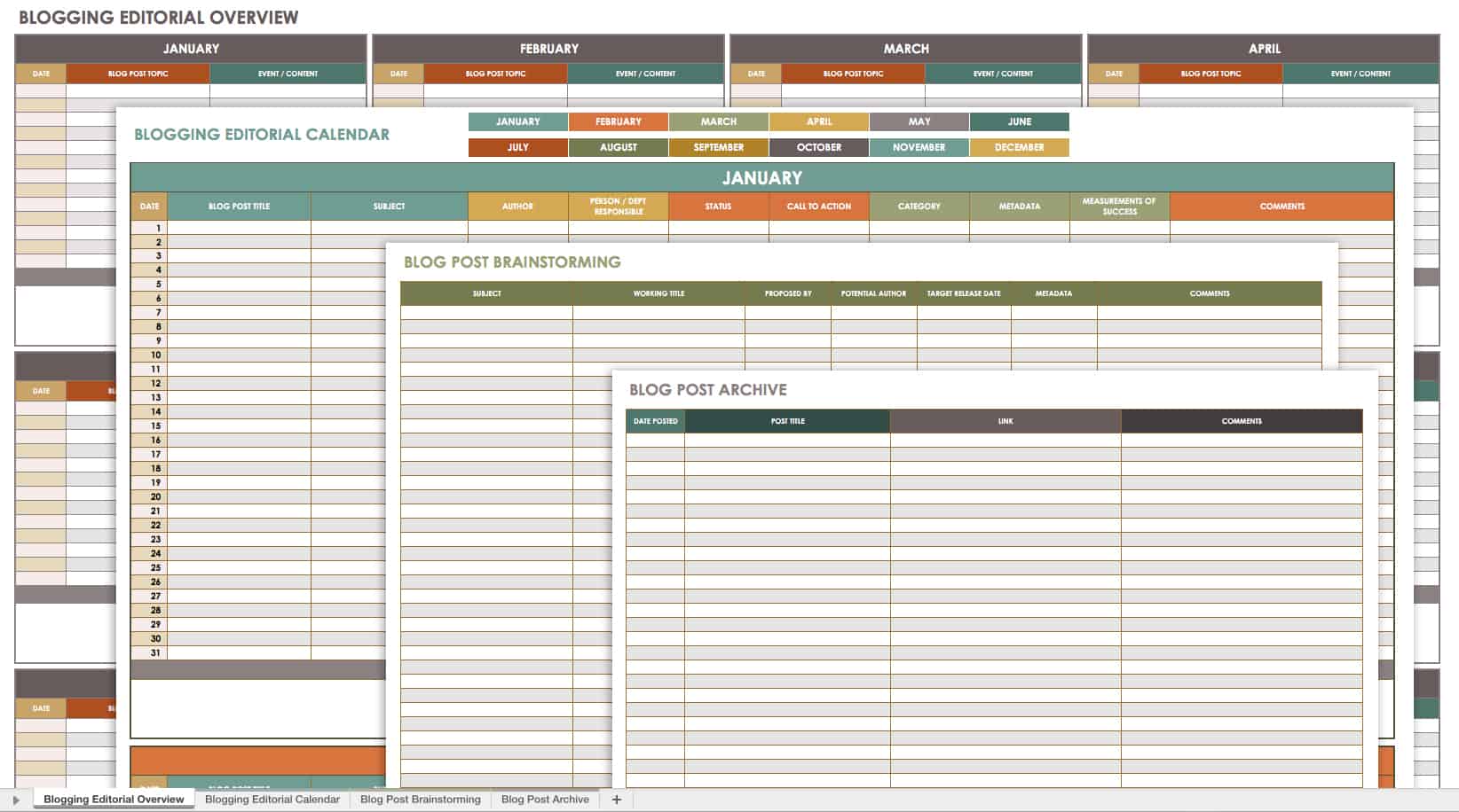 Blog Content Calendar Template Google Sheets prntbl