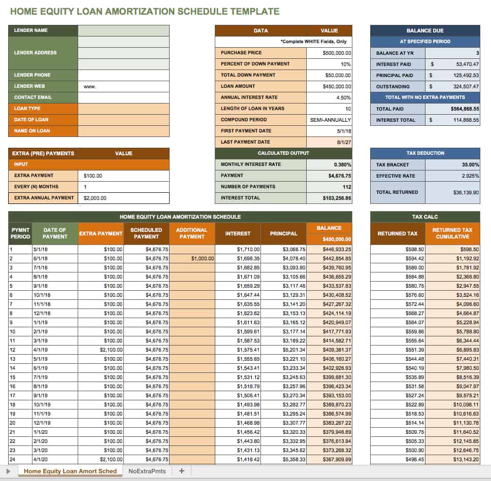 free amortization schedule excel
