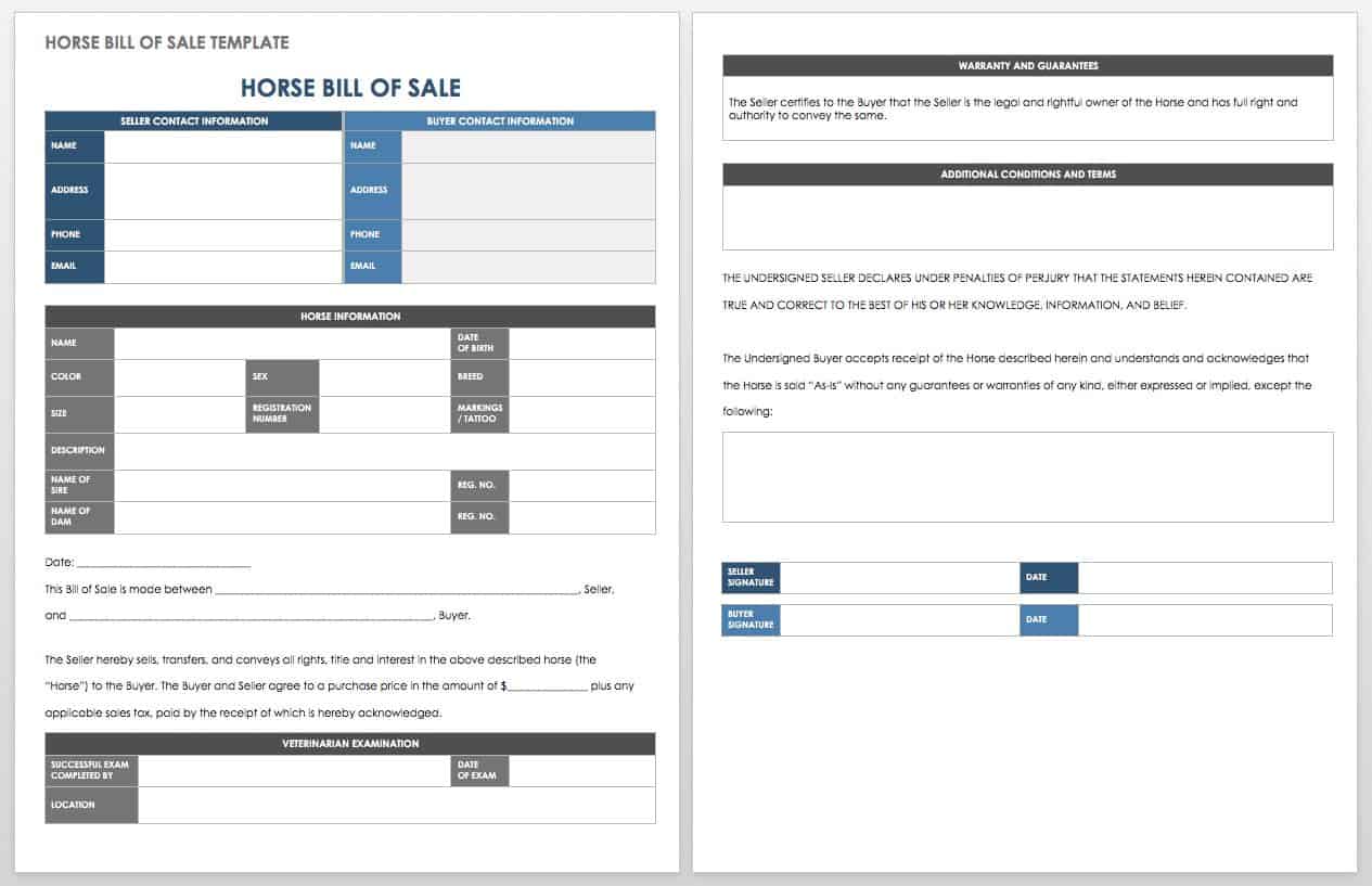 30 Free Bill of Sale Templates  Smartsheet