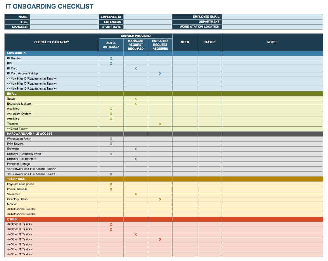 Onboarding Schedule Template Excel