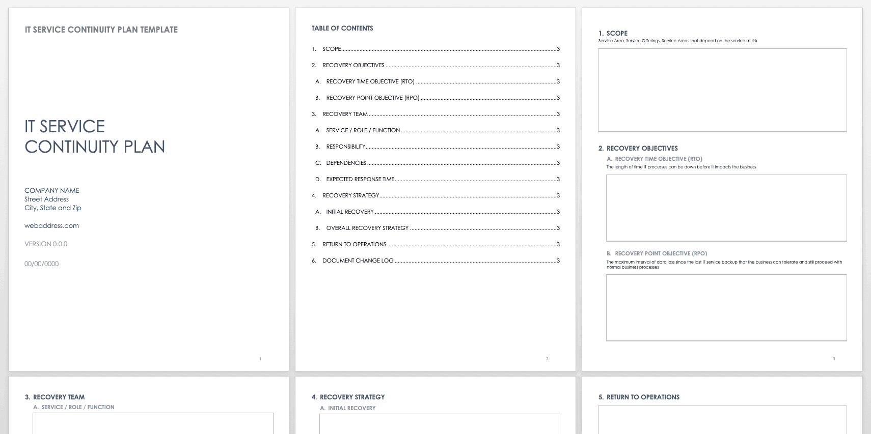 template for business continuity plan