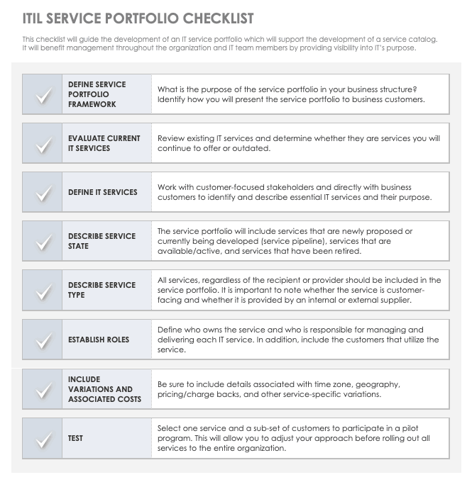 itil audit checklist