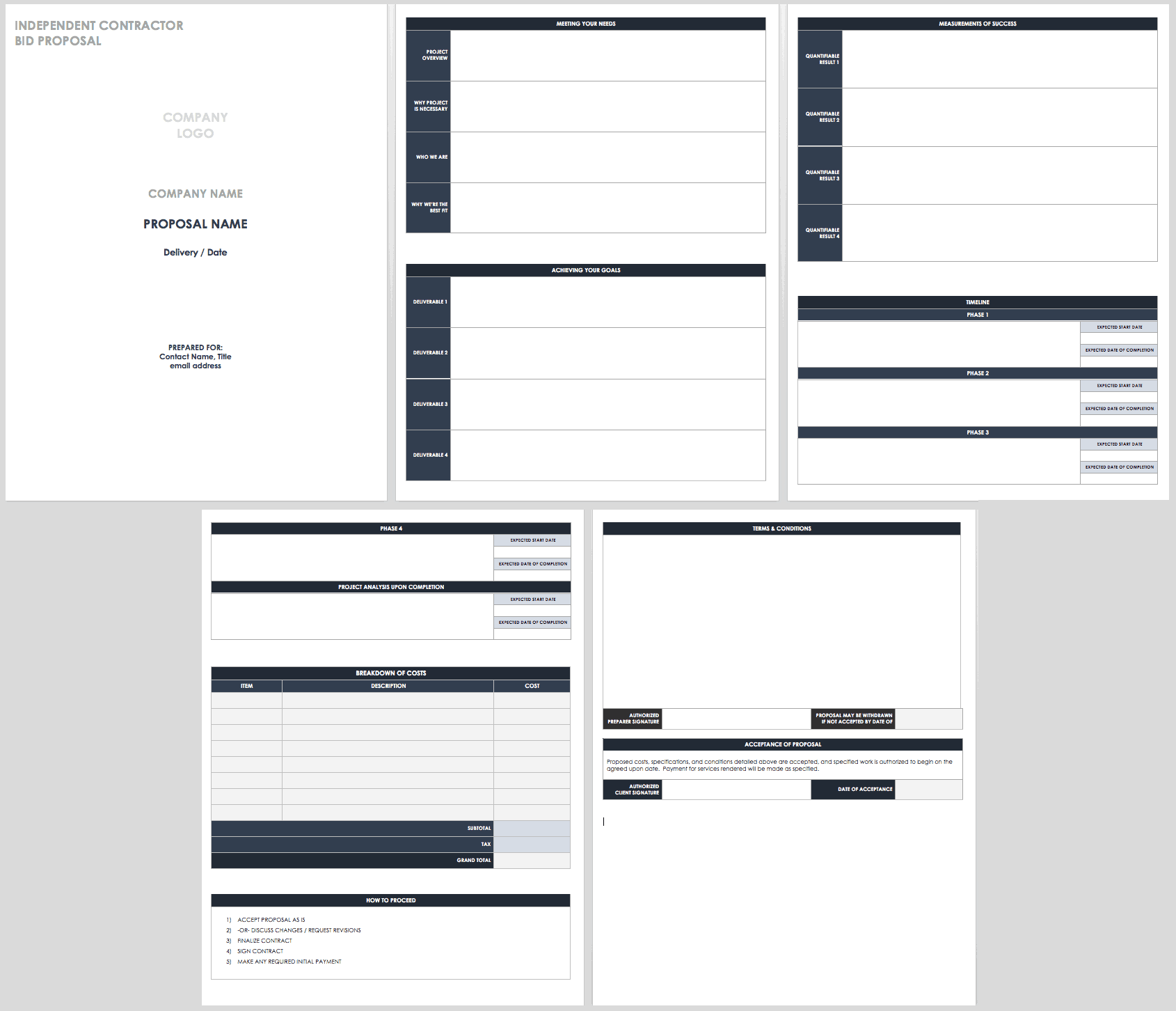 excel construction bid template