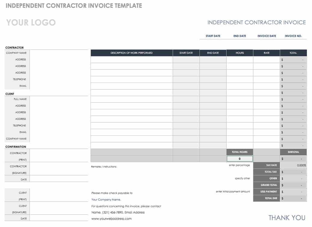 independent contractor simple invoice template