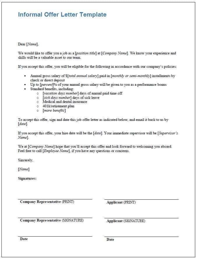 Shrm Offer Letter Template