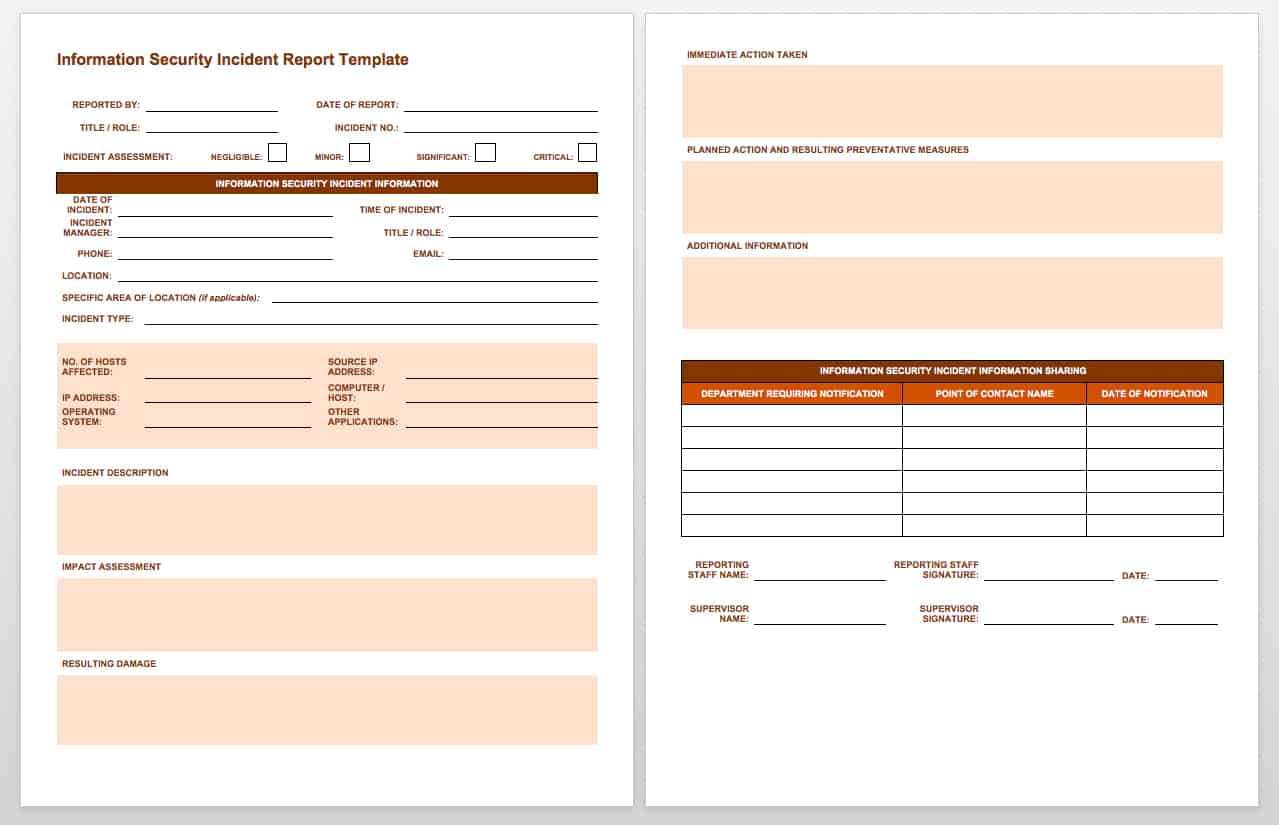 Free Incident Report Templates Forms Smartsheet