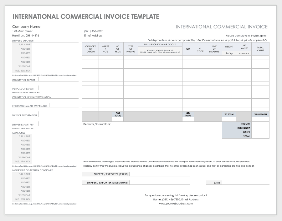 international commercial invoice