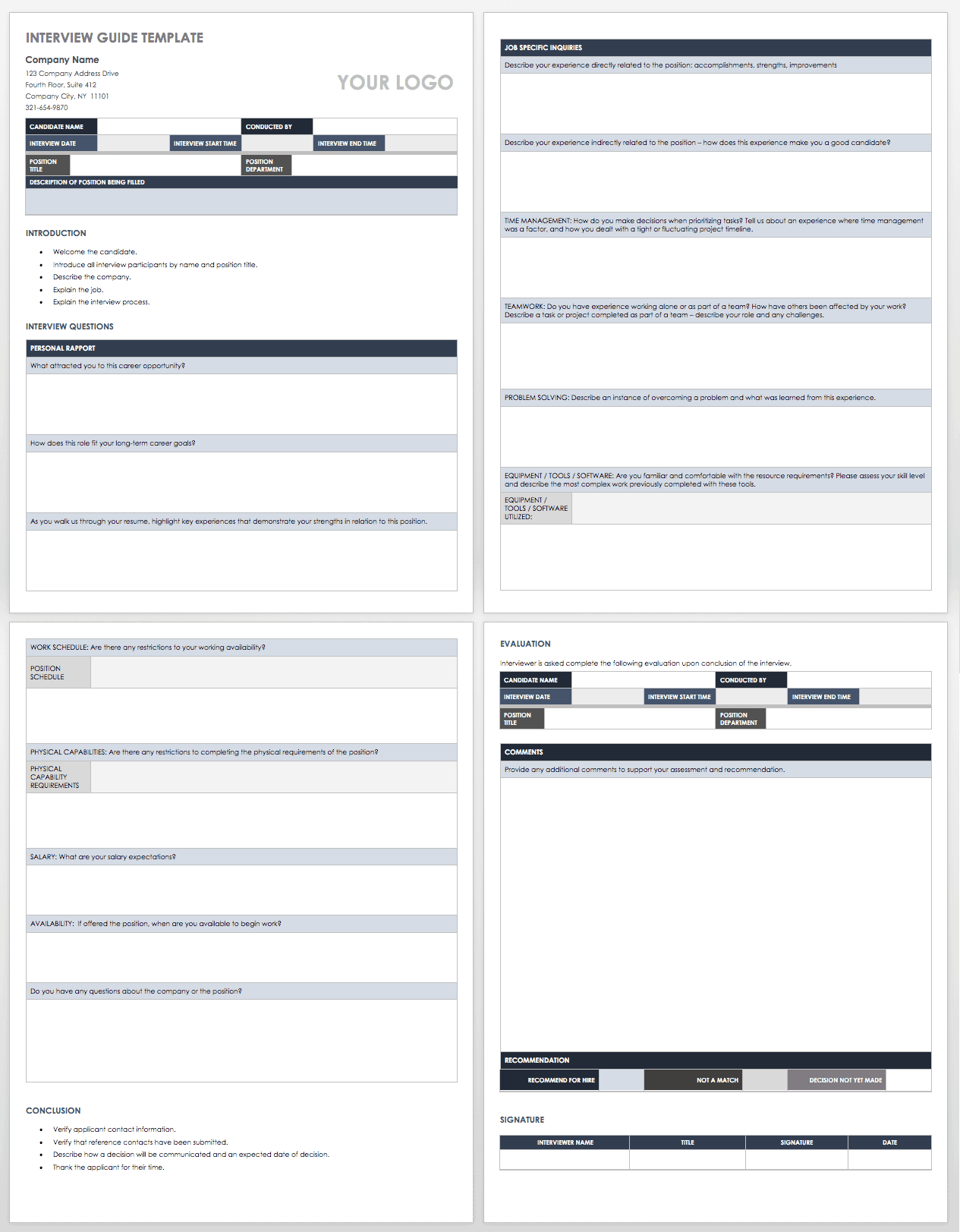 Interview Template For Hiring Managers