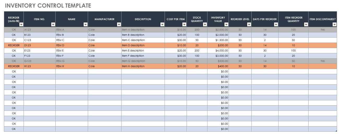 Smartsheet Inventory Management Template