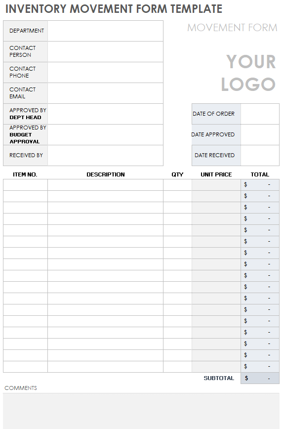 Download Free Inventory Form Templates Smartsheet 0496